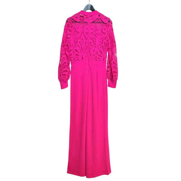 Valentine Hot Pink Lace Jumpsuit Size L - Picture 3 of 7